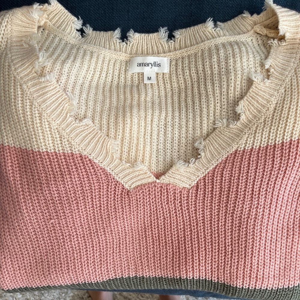 Amaryllis distressed stripped sweater
